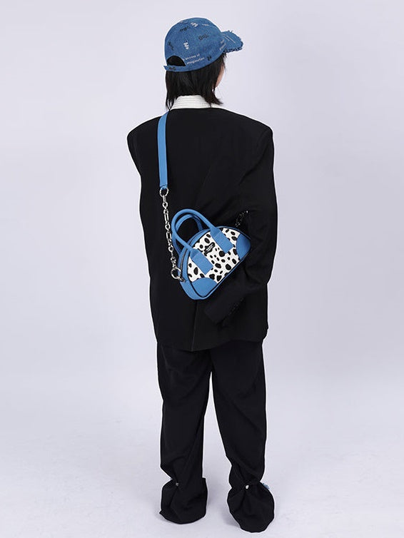 소 패턴 가죽 미니 메신저 백