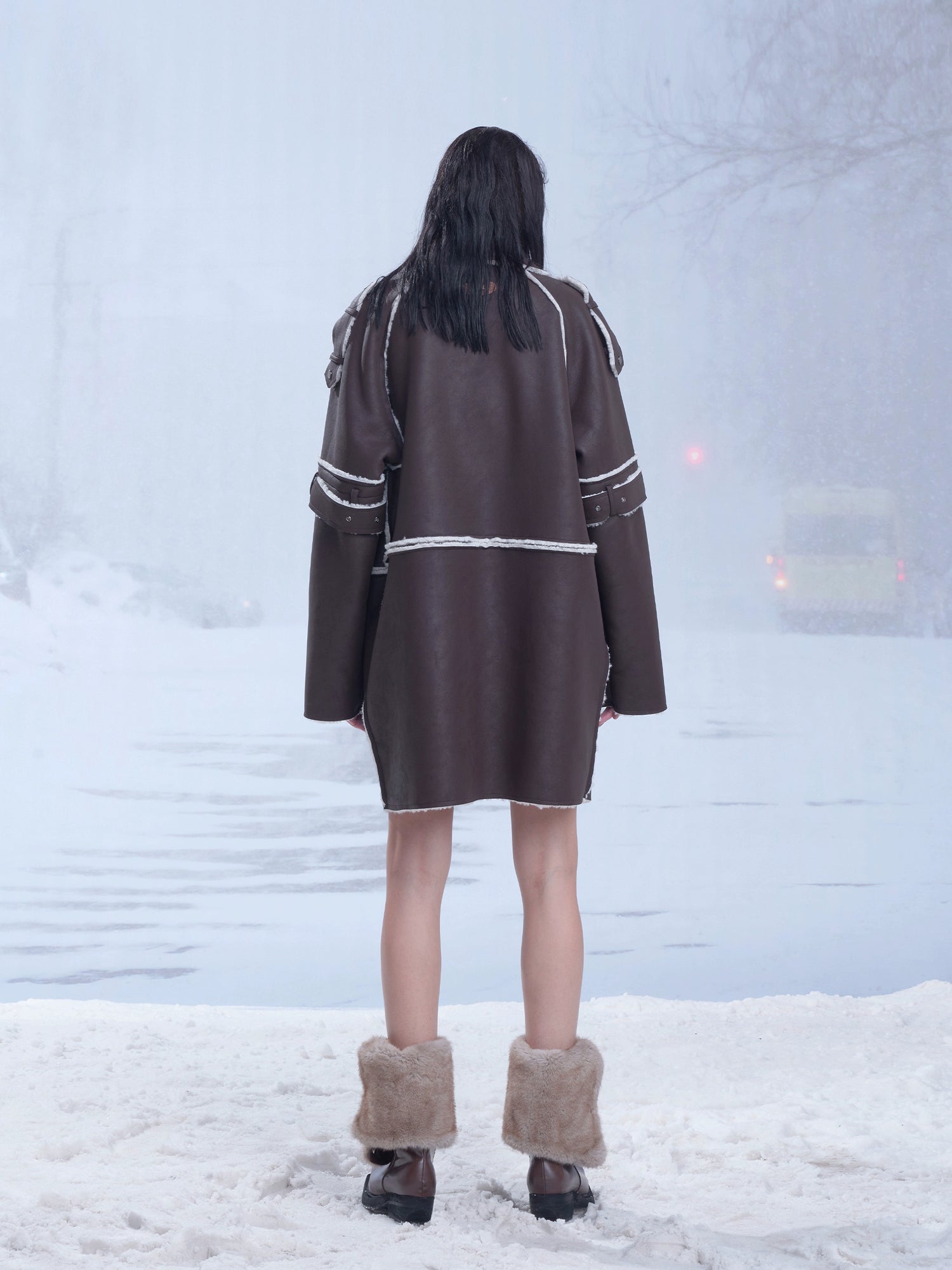 가짜 어린 양아 양모 두꺼운 탈착식 코트