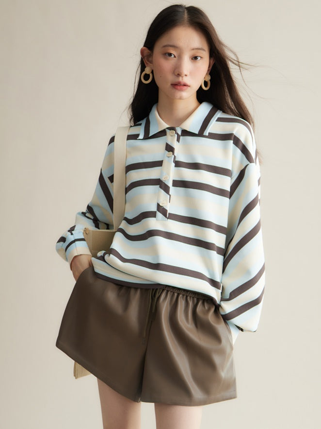 Lose Casual PU Leder Short Hosen