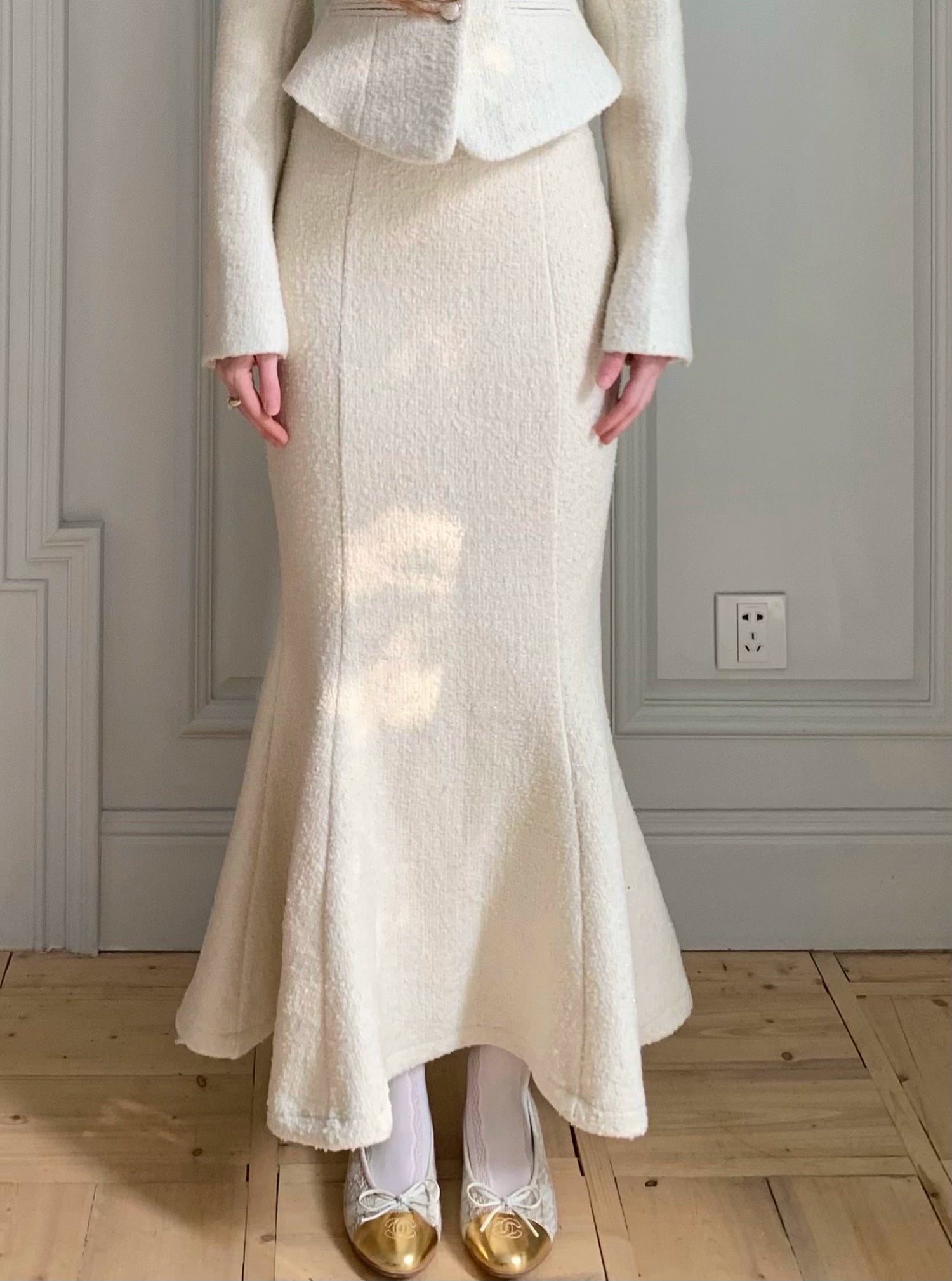 Woven Shag Retro Tweed Jacket & Short & Long Skirt