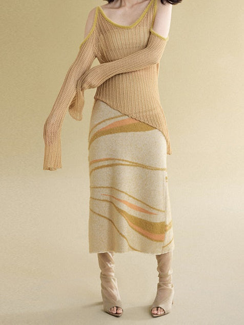 Split Sense Straight Knitted Skirt