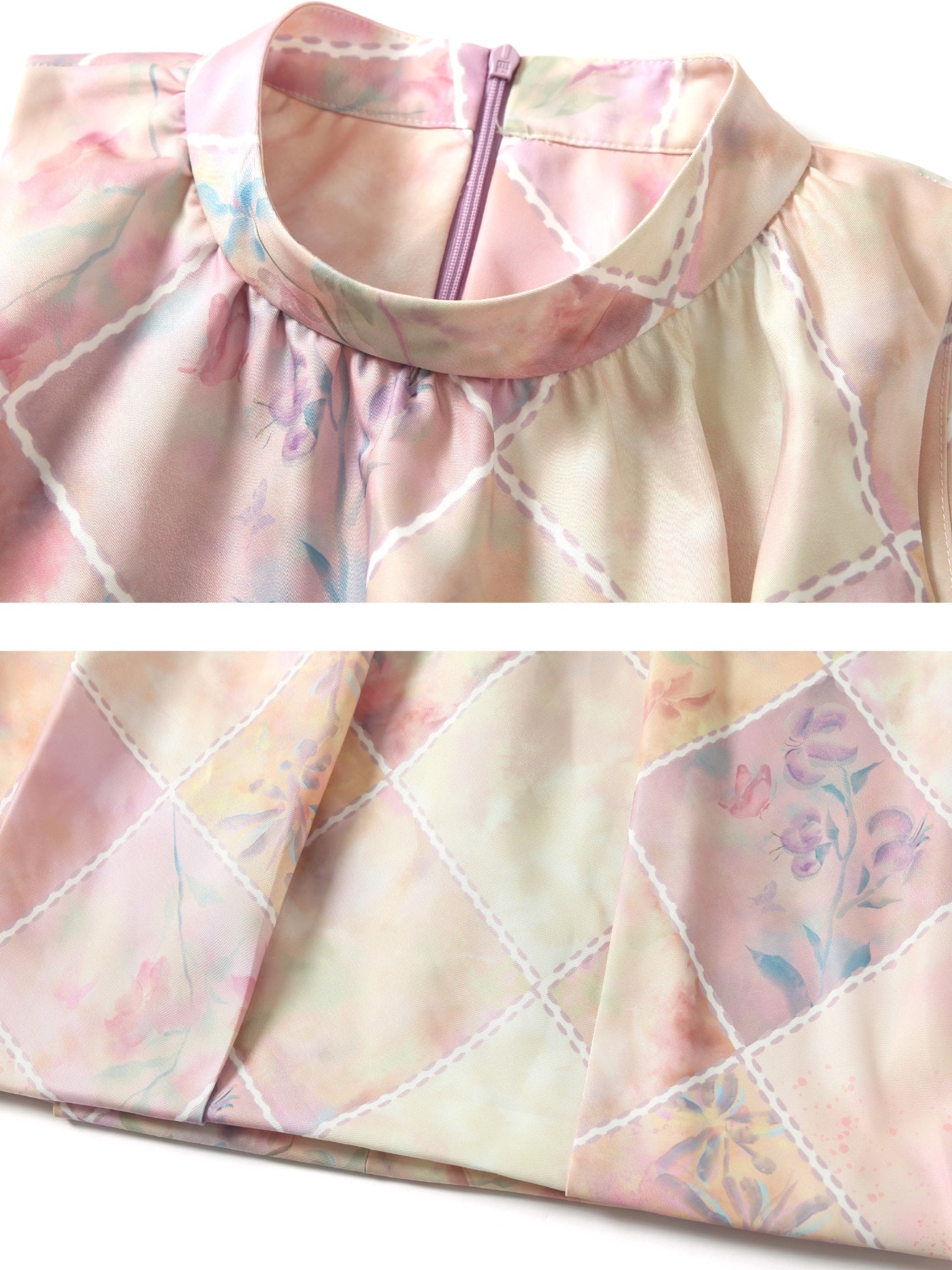 Plaid Floral Blooming Sleels Robe courte