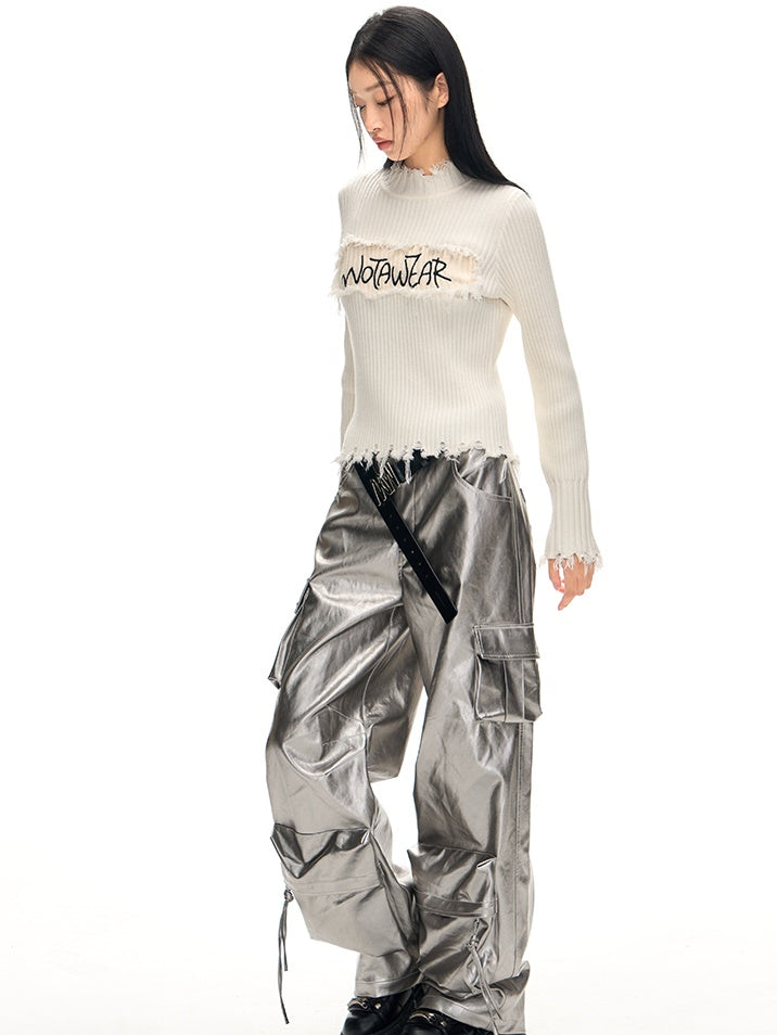 Reihe Rand Slim Fit Flaschenhals Pullover