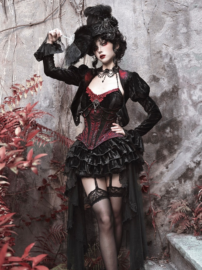 Gothic Velvet Spinnweb Court Strickjacke Top
