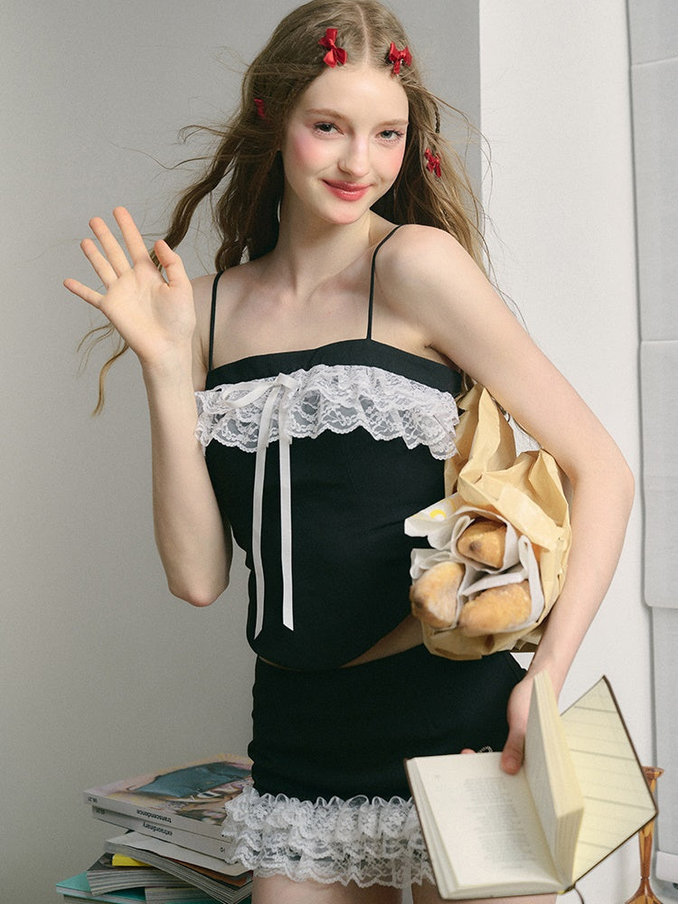 Girly Lace Stitch Camisole & Culottes