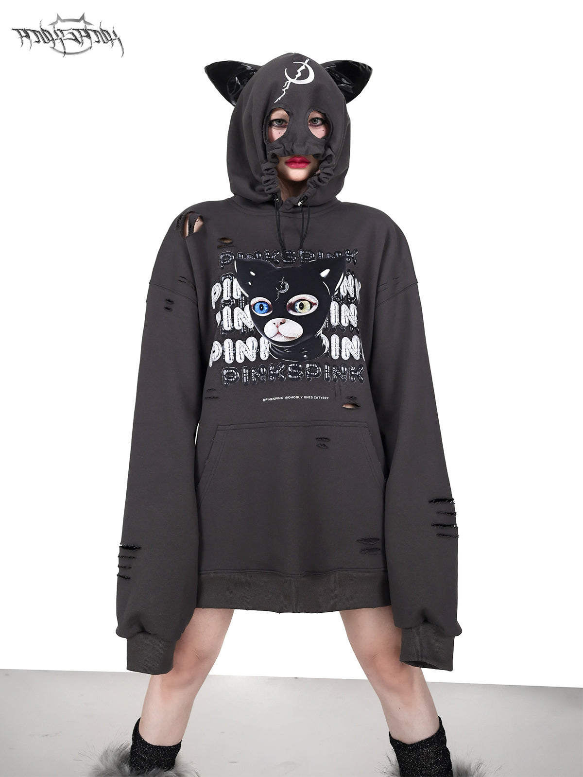 Devin Cat Ear Headband Hooded Destruction Parka