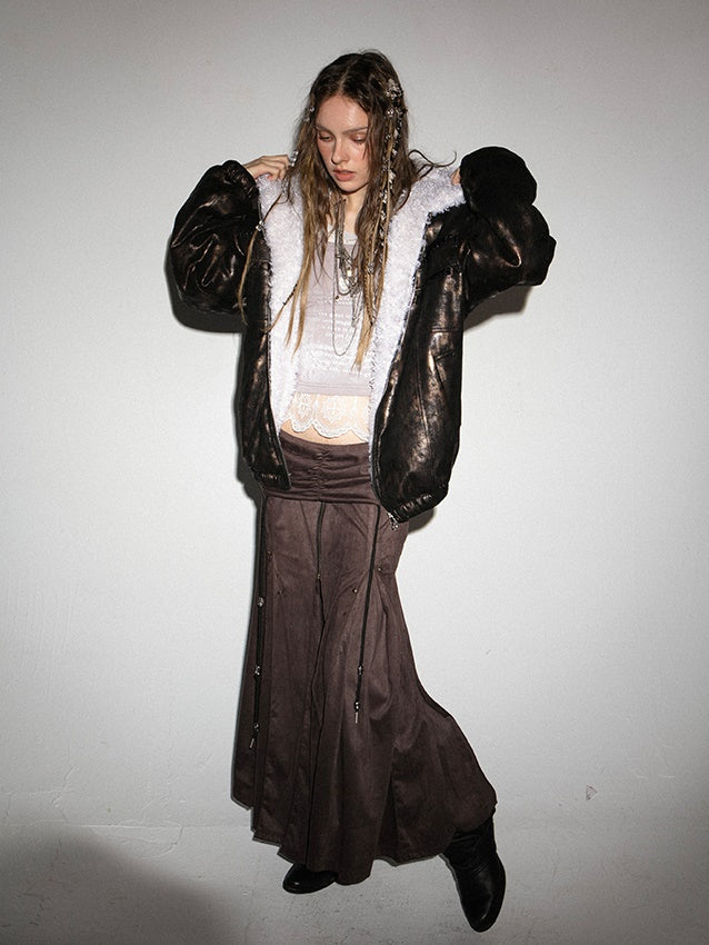 Metallic Fuoded Jacke