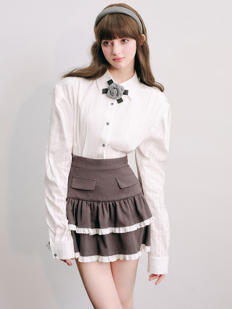 Lace Stitch College Taste Jacket & Puffy Skirt
