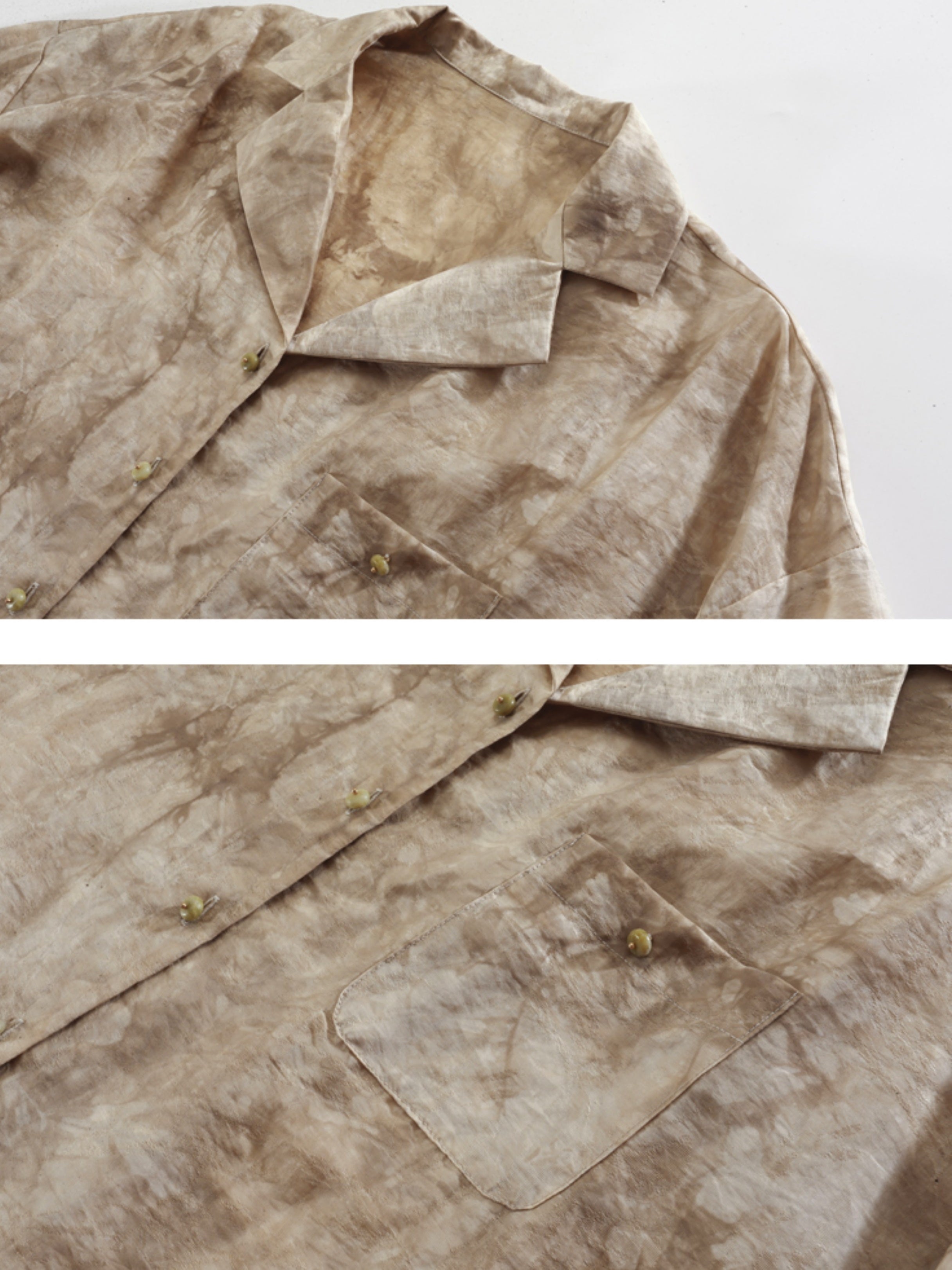 Jacquard Retro Loose Kurzarmhemd & Rockhose