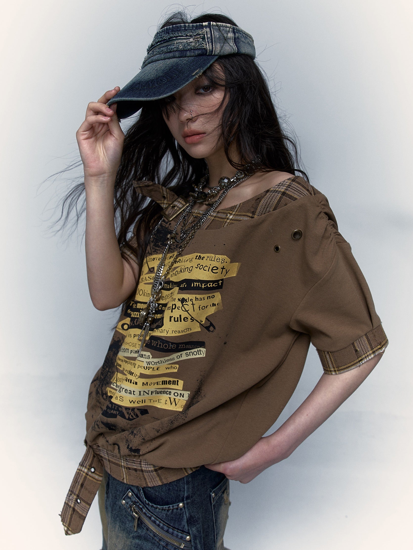 Rock Patchwork Printed Loose Short-sleeved T-shirt
