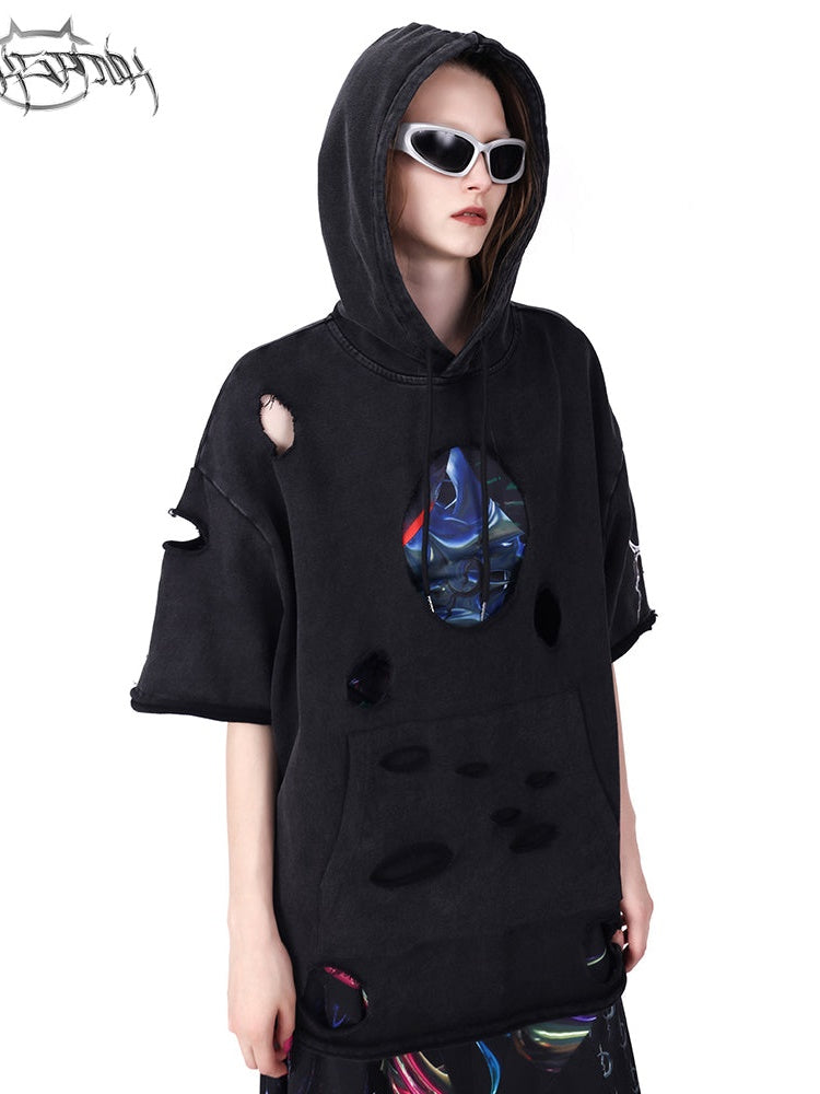 Hoodie à sweat à manches courtes du trou du trou