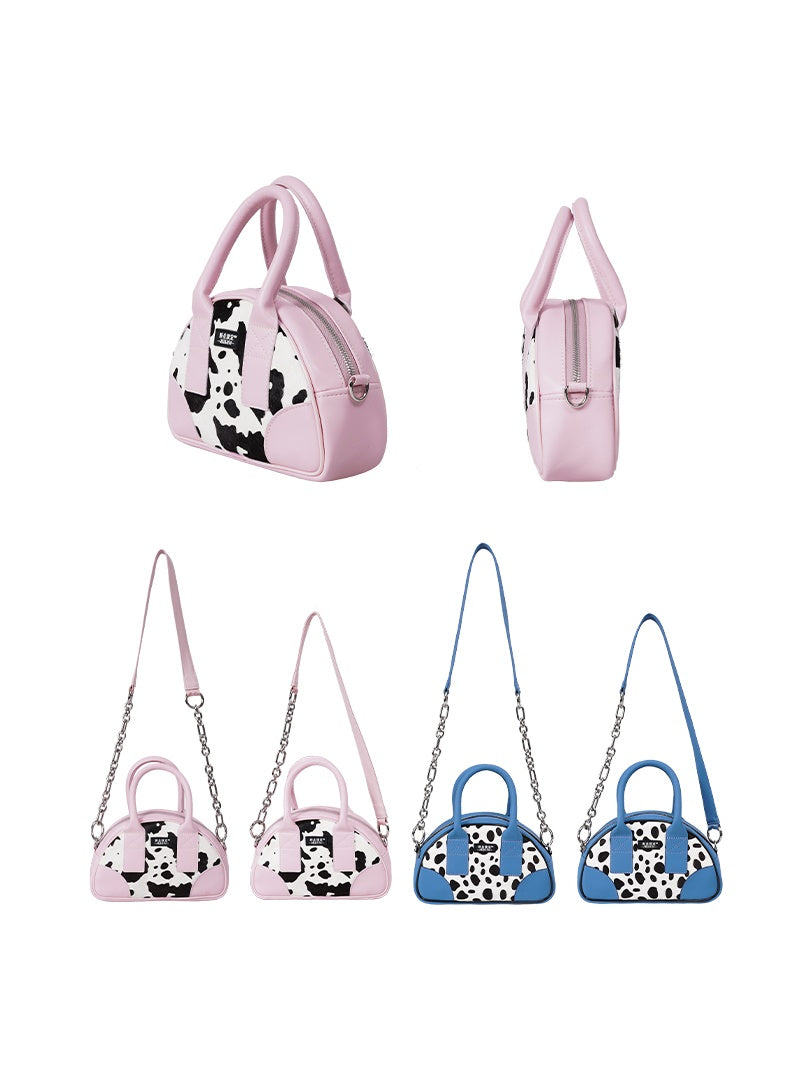 소 패턴 가죽 미니 메신저 백