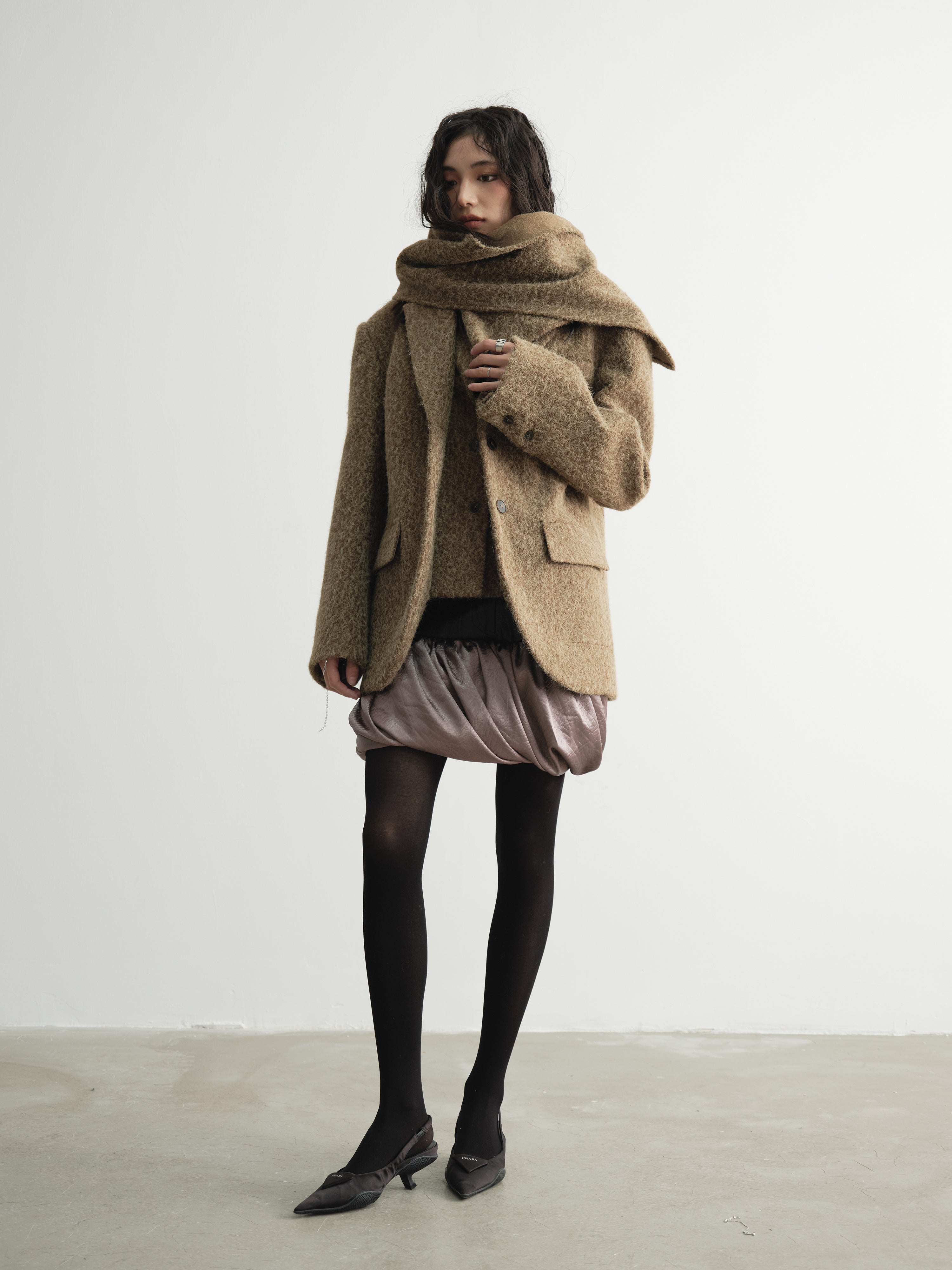 Twist Satin Stitching PU Skirt