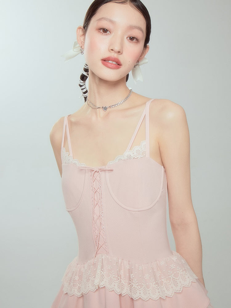 Lace Ballet Suspender Dress & Sleeve Top