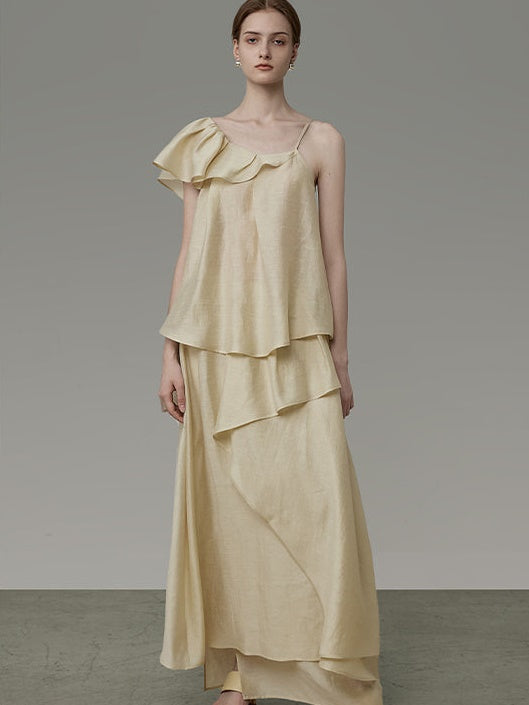 Asymmetry Frill A-Line Camisole & Irregular Skirt