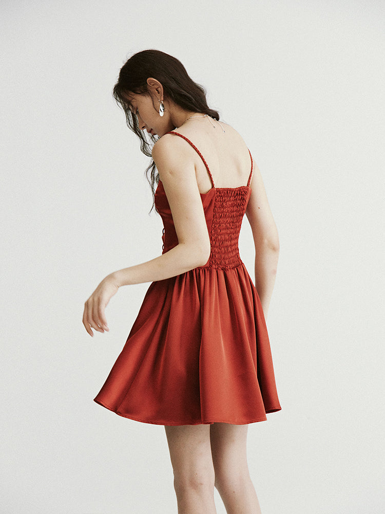 Woven Slanted Placket Dress