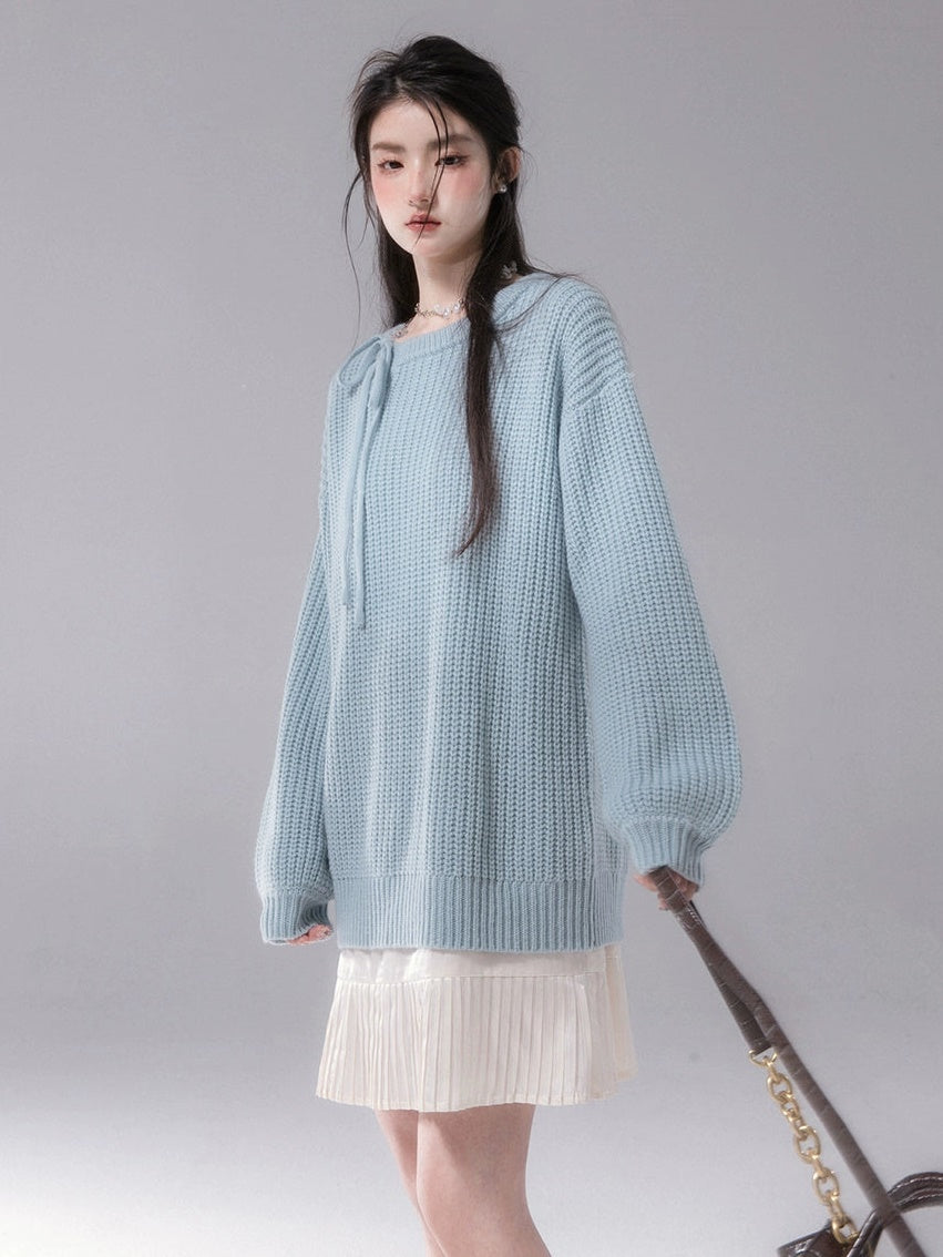 Drop Shoulder Loose Sweater & Suspender One-piece Set-up