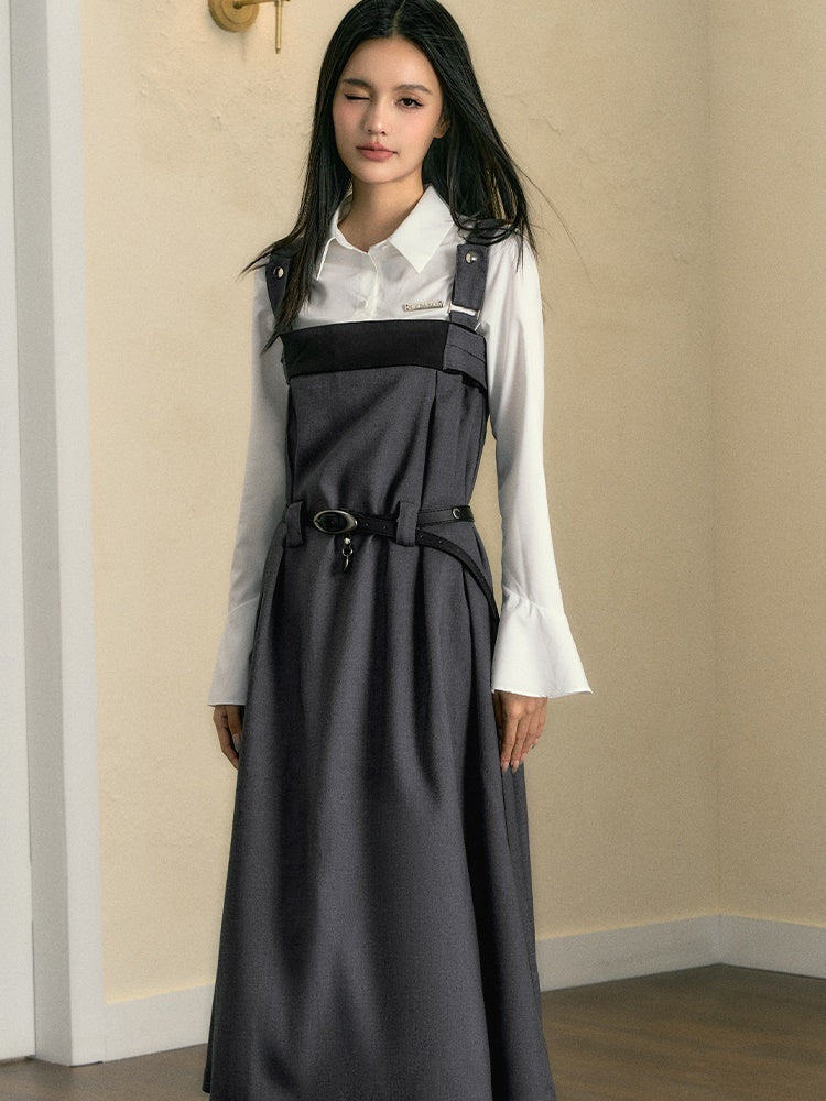 Color Contrast Adjustable Strap Skirt