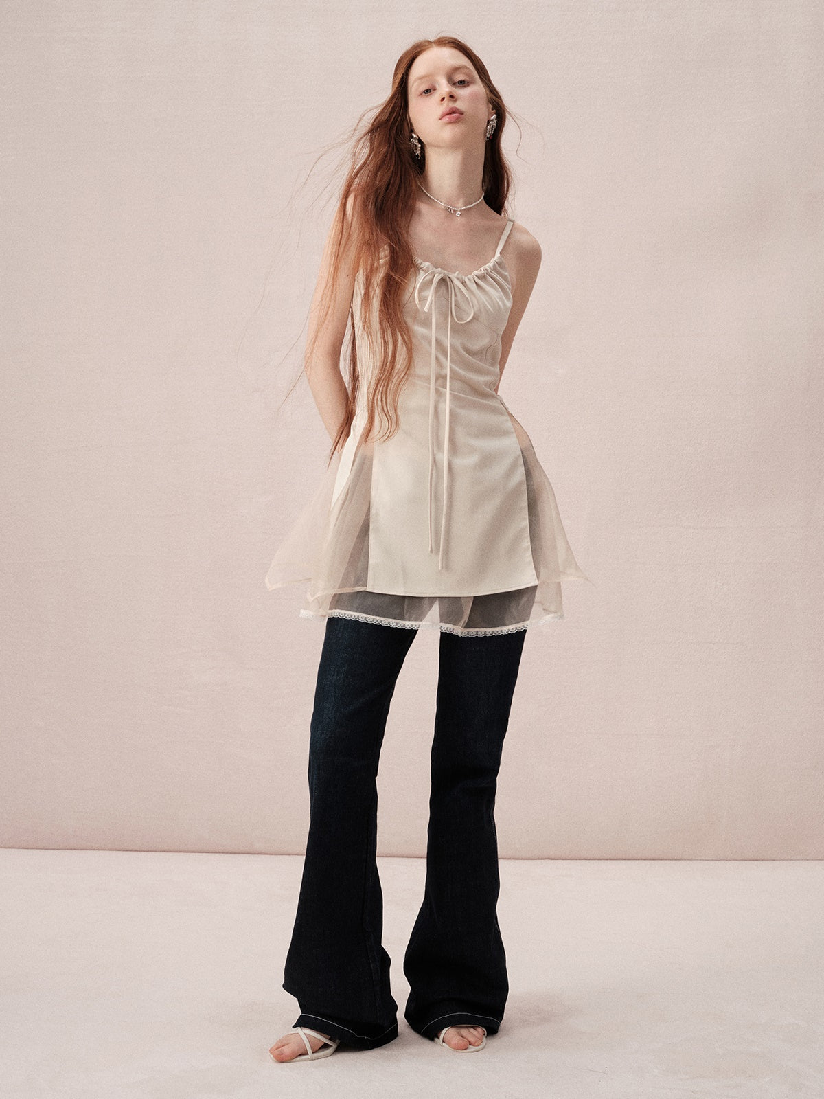Sweet And Spicy Design Lace Mesh Splicing Suspenders One-piece