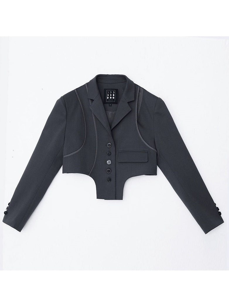 College Style Design Jacket & Pleated Skirt & Jacquard Shirt