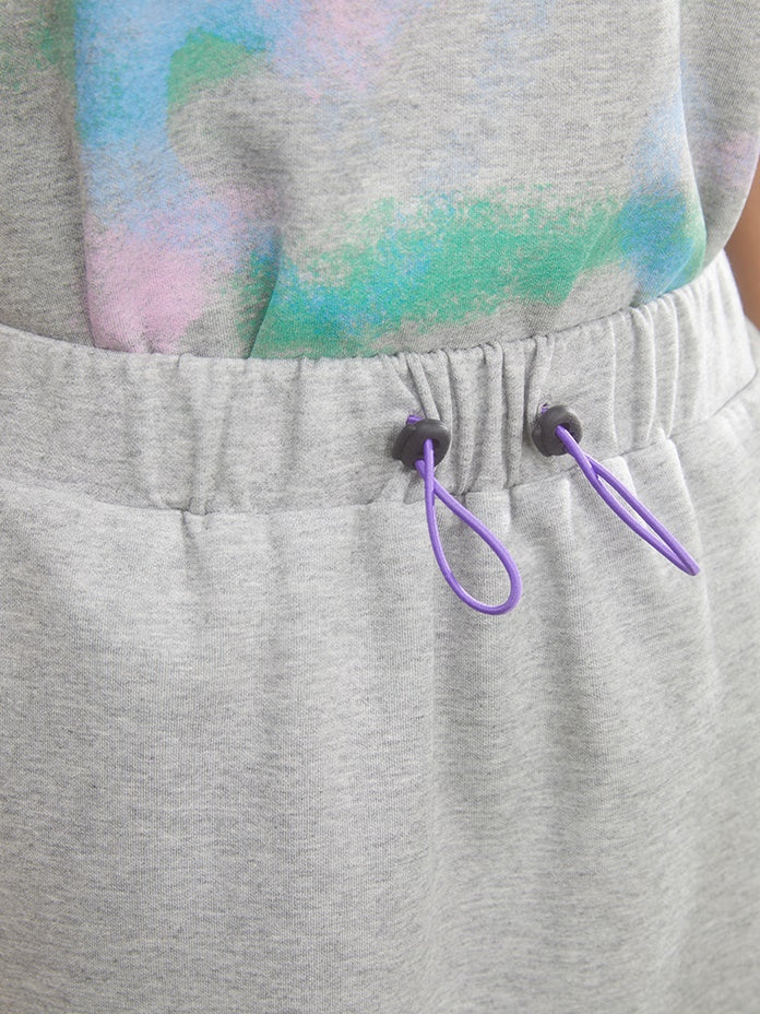 Retro Cherry Embroidery Gradient Loose T-shirt & Skirt