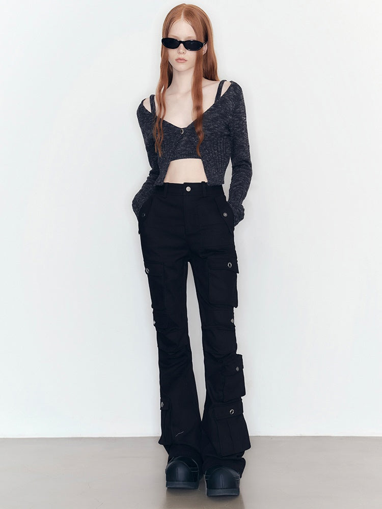 Elastic Lace Work Casual Pants