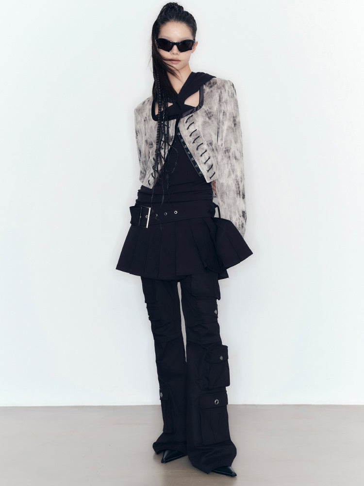 Elastic Lace Work Casual Pants