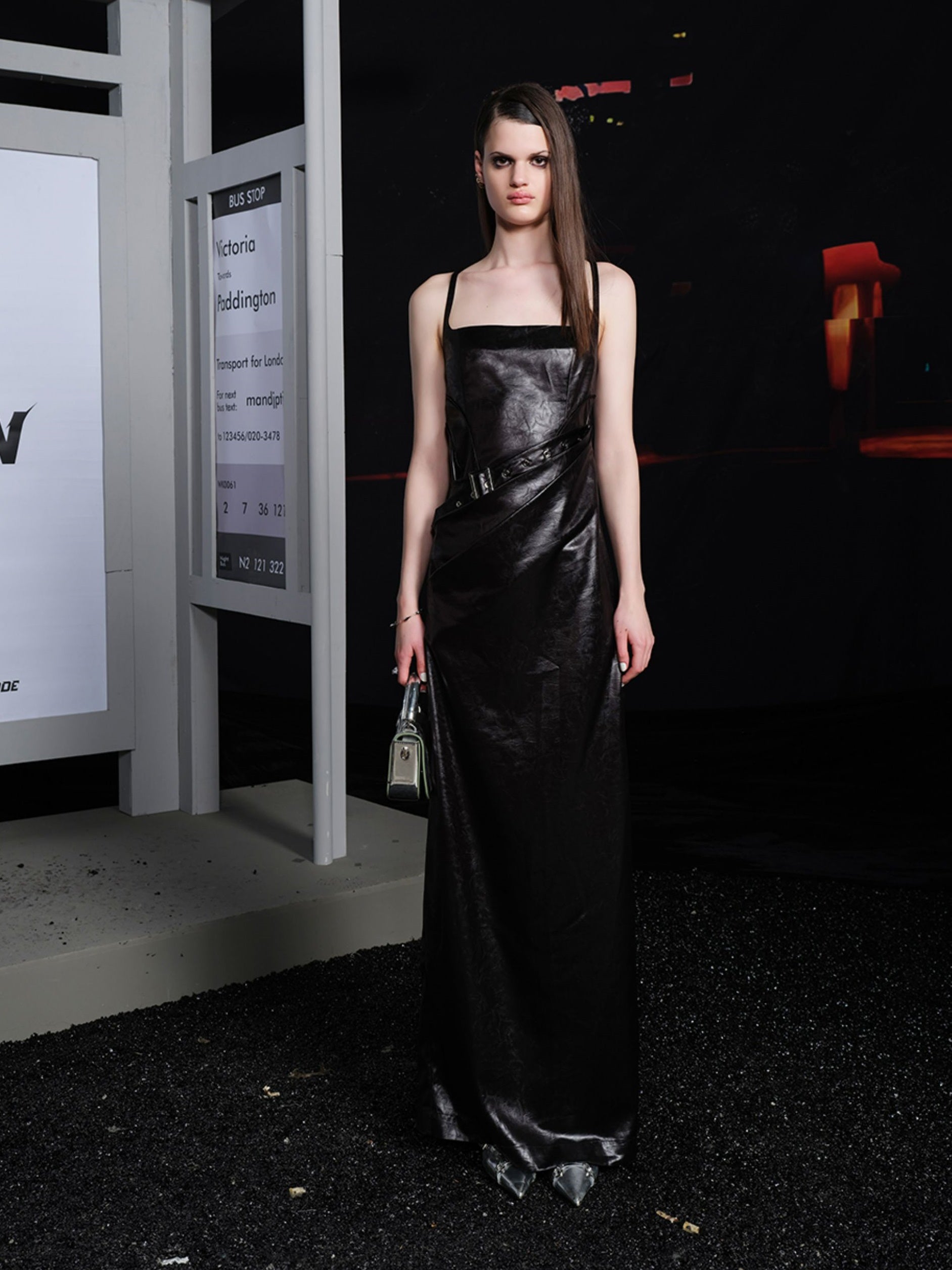 Leather And Satin Suspender Dress