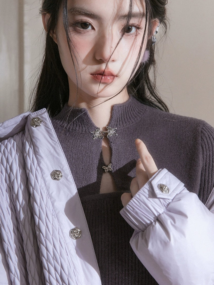 Oriental Style Knitted Short Dress