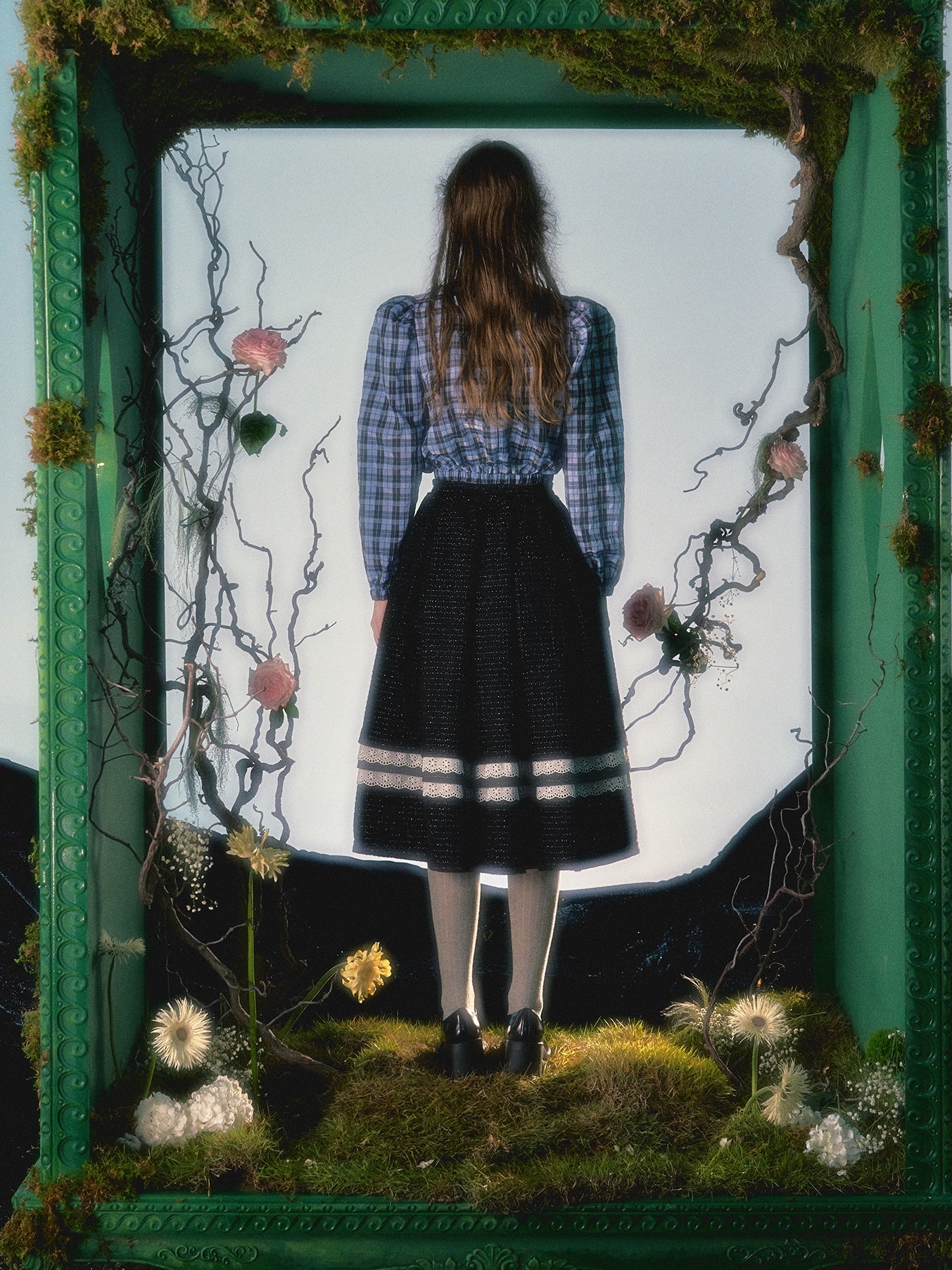 Irregular Lace Hem Jacket & Flare Pleated Skirt