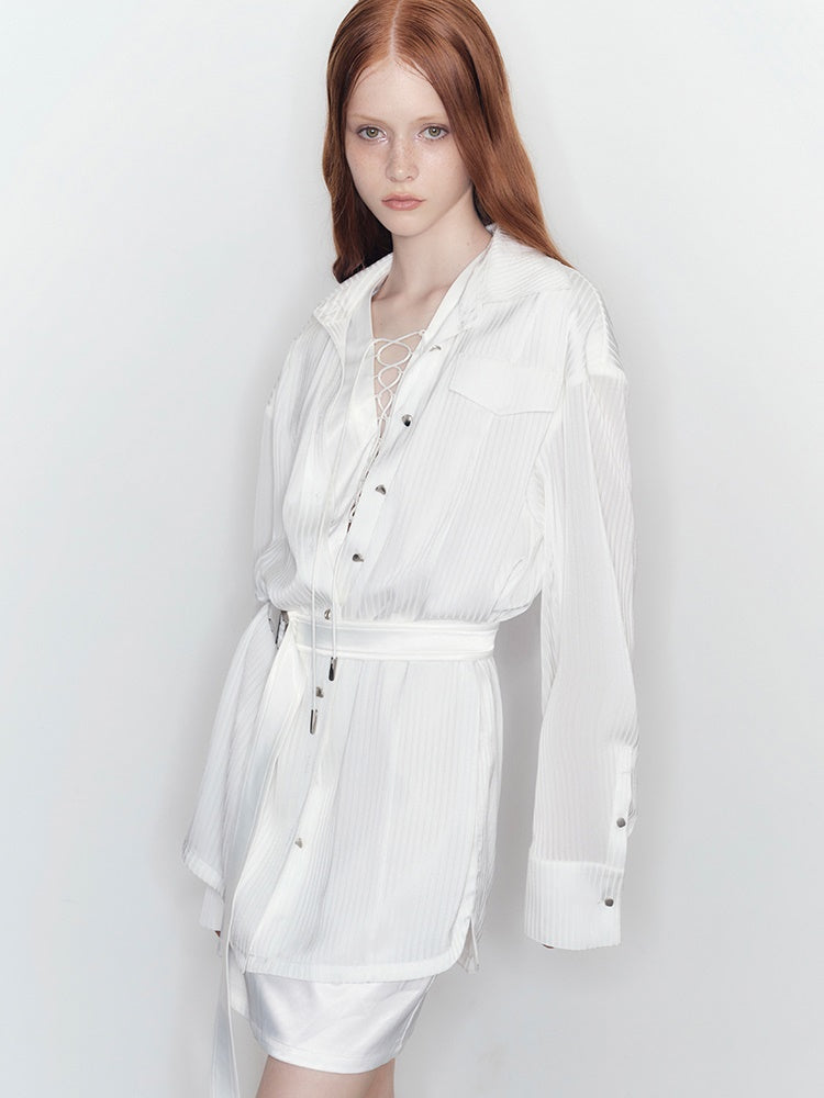 Fake 2 Piece Strapy Shirt Ein-Stück