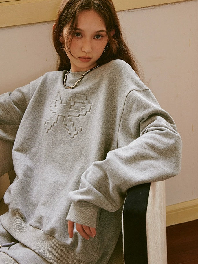 Emboss Ribbon Sweat & Short Skirt