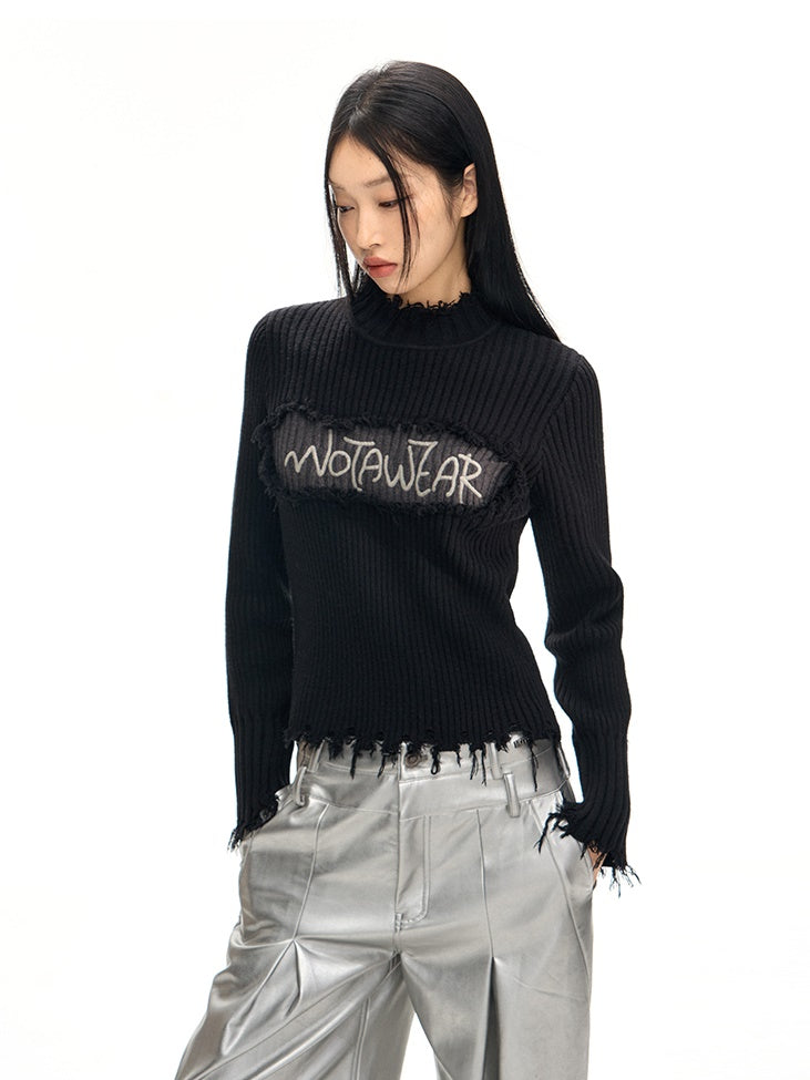 Reihe Rand Slim Fit Flaschenhals Pullover