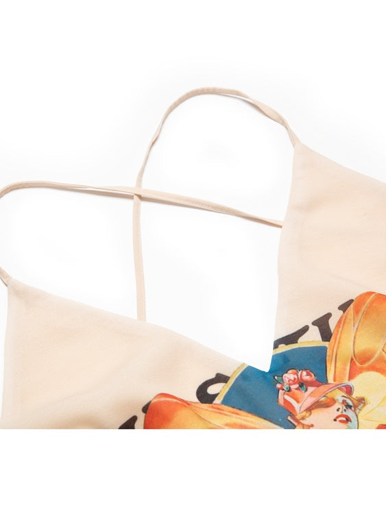 슬릿 프린트 슬링 드레스