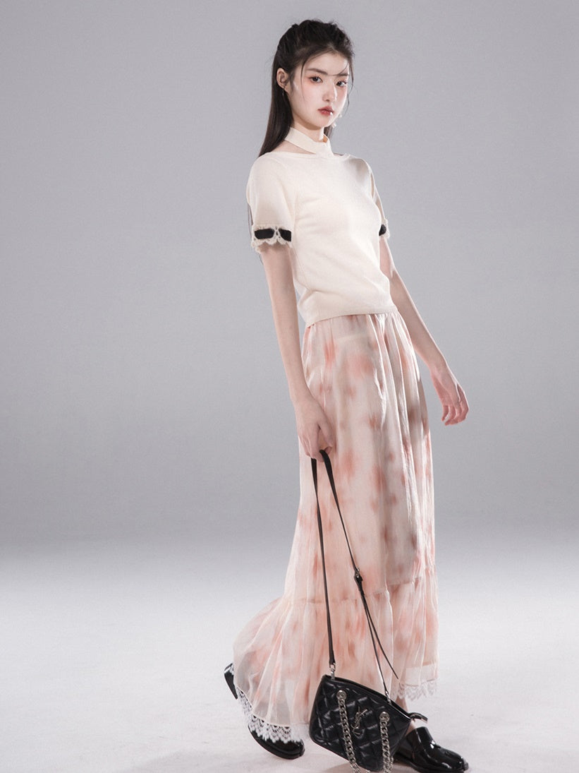 Top de gaze maca et configuration de la jupe de volants de commutation