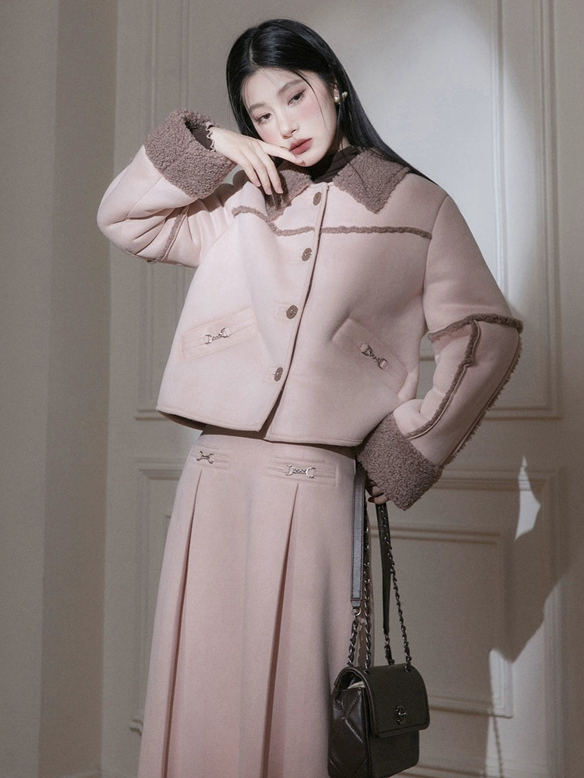 Suede Pattern BoA Jacket & Skirt