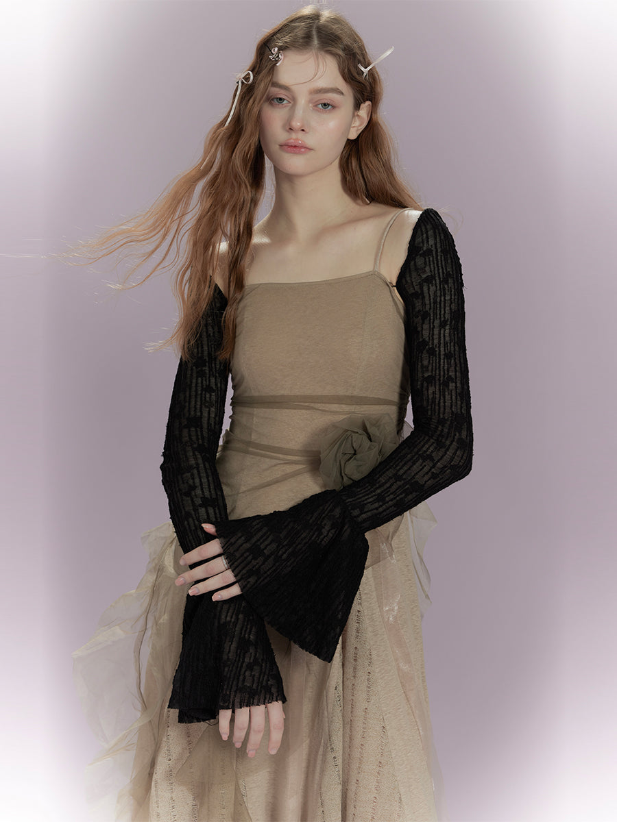 Rose Brooch Sling One-Piece & Lace-Up Top