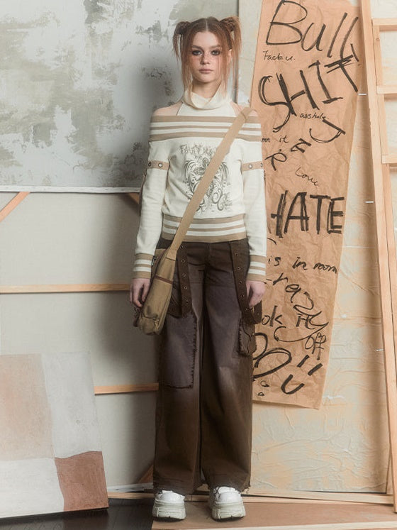 One-shoulder Long-sleeved Pullover