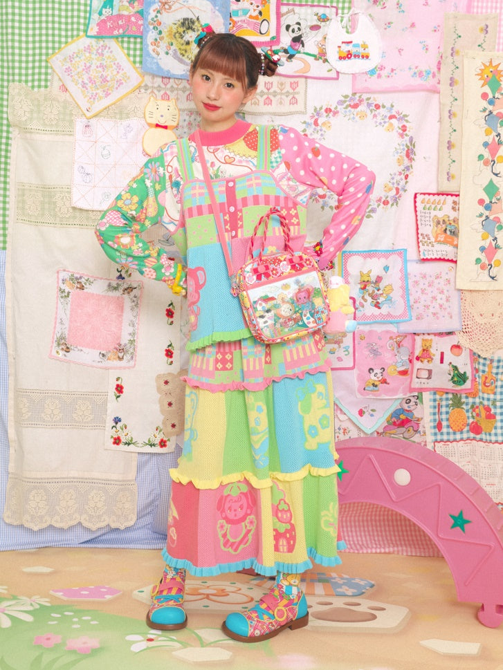 Jupe à gâteau tricotée de dessins animés colorés