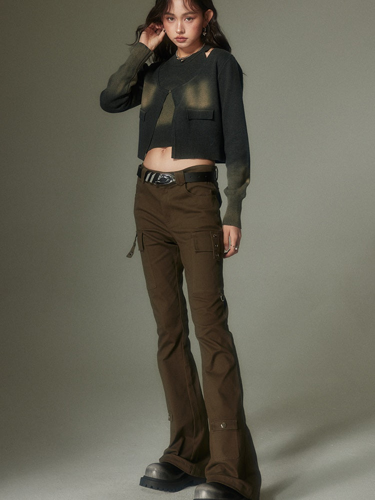 Flap Pocket Design Micro-flared Pants