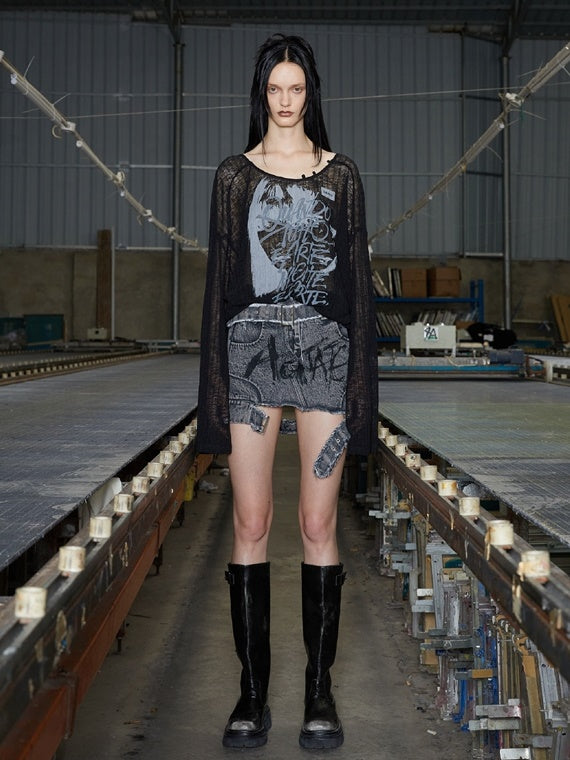 Street Damage Paint Short Skirt