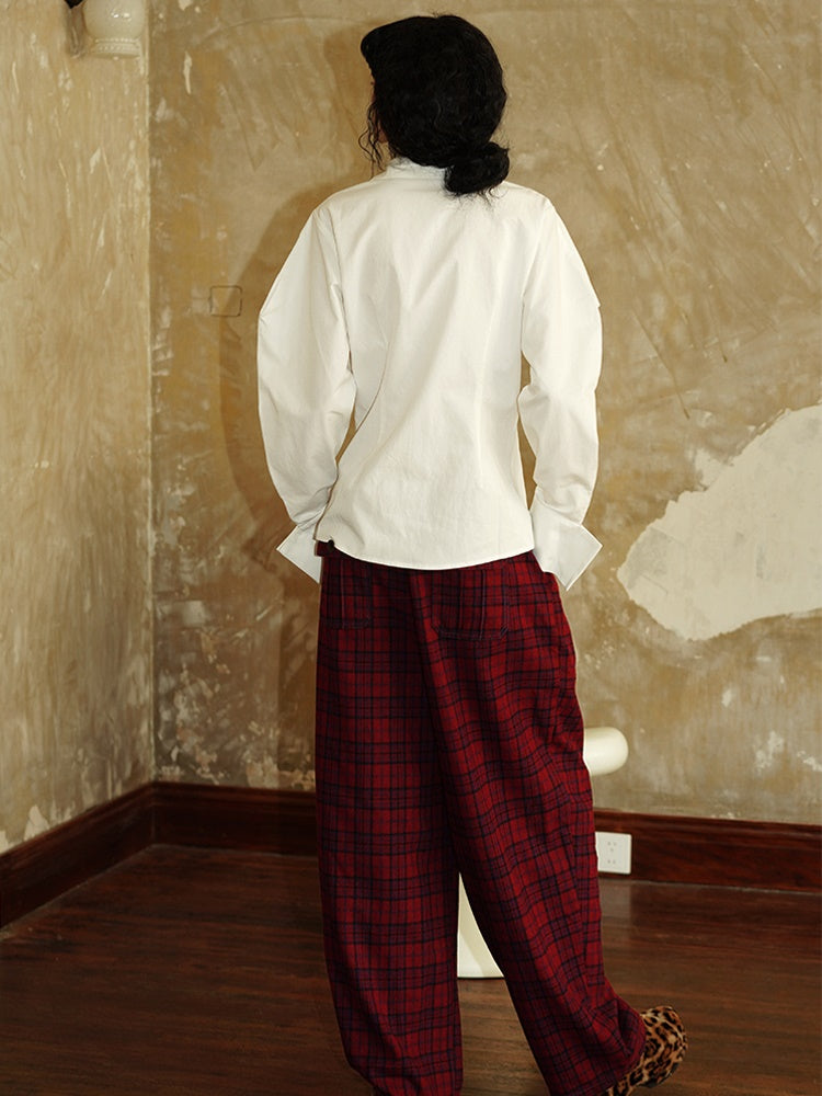 Lose Retro -Design -Form Langarm -Hemd