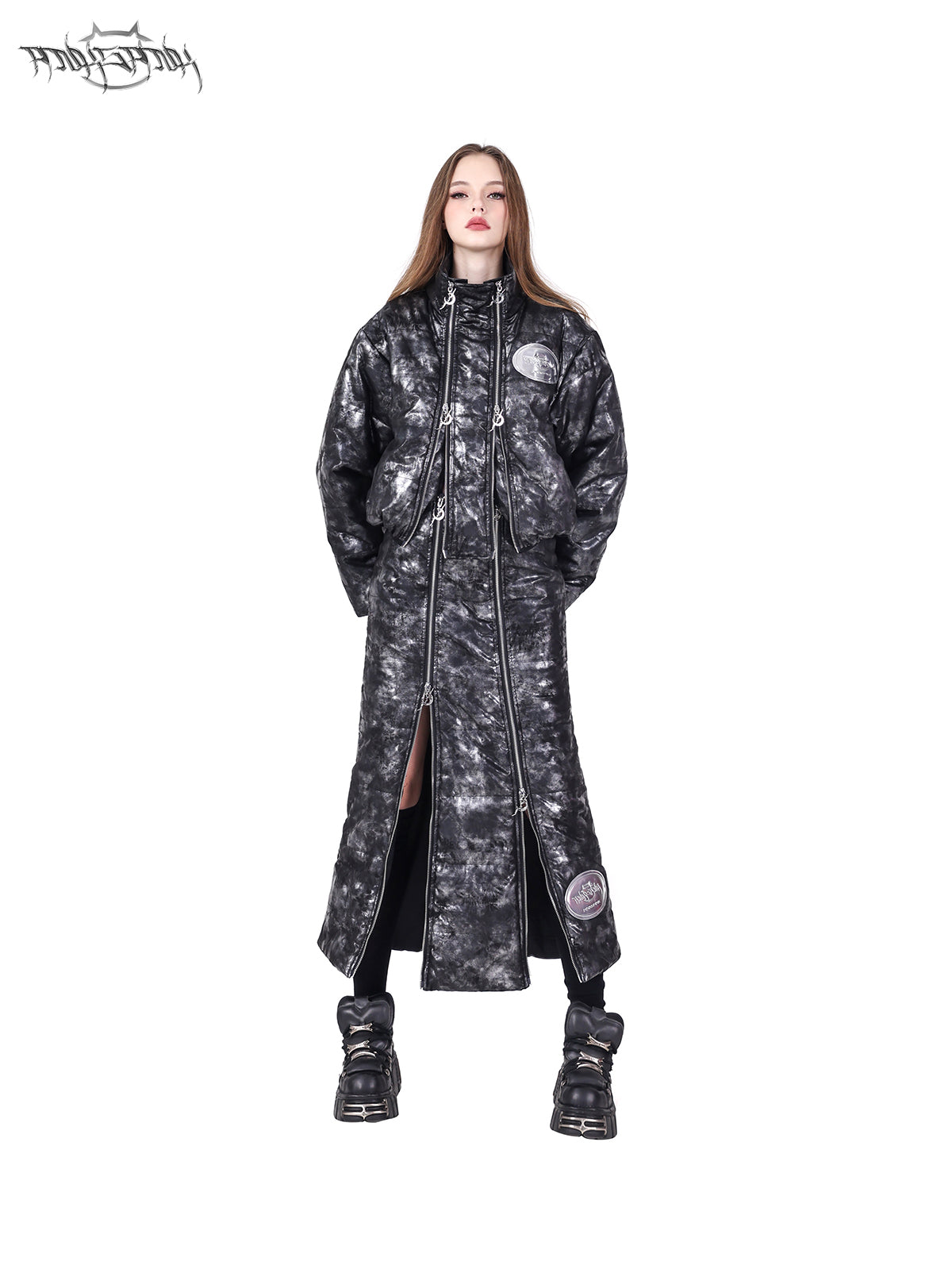 Double Zipper High Collar Short Jacket