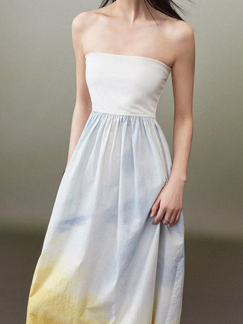 Detachable Shoulder Strap Printed Bare Top One-piece