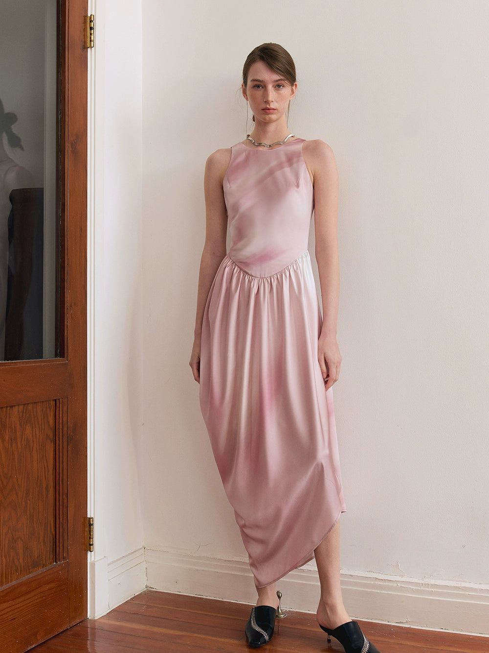 Mudged Print Dreimetrie Rückenfreies Kleid Kleid