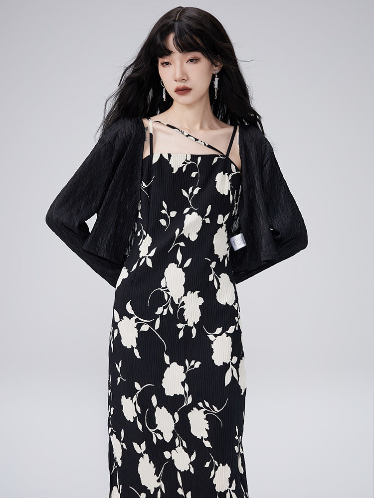 Flowers into Painting Suspender One-piece