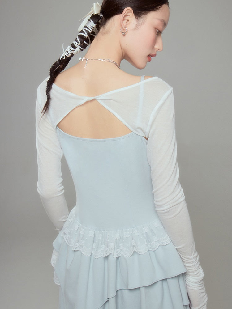 Lace Ballet Suspender Dress & Sleeve Top