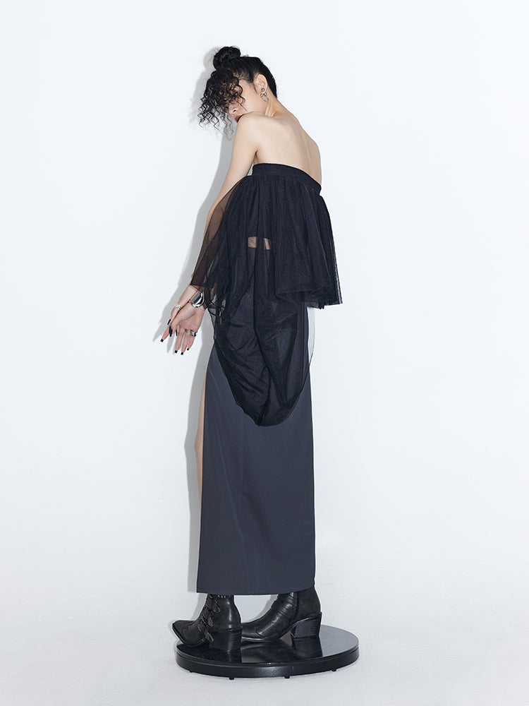 Pini jupe droite de taille haute mi-longueur