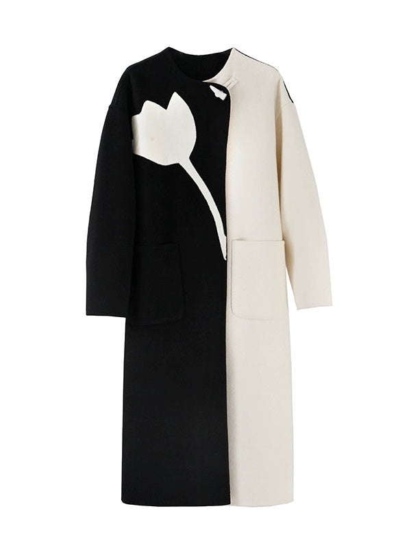 Tulip Contrast Color Stitching Double-sided Coat