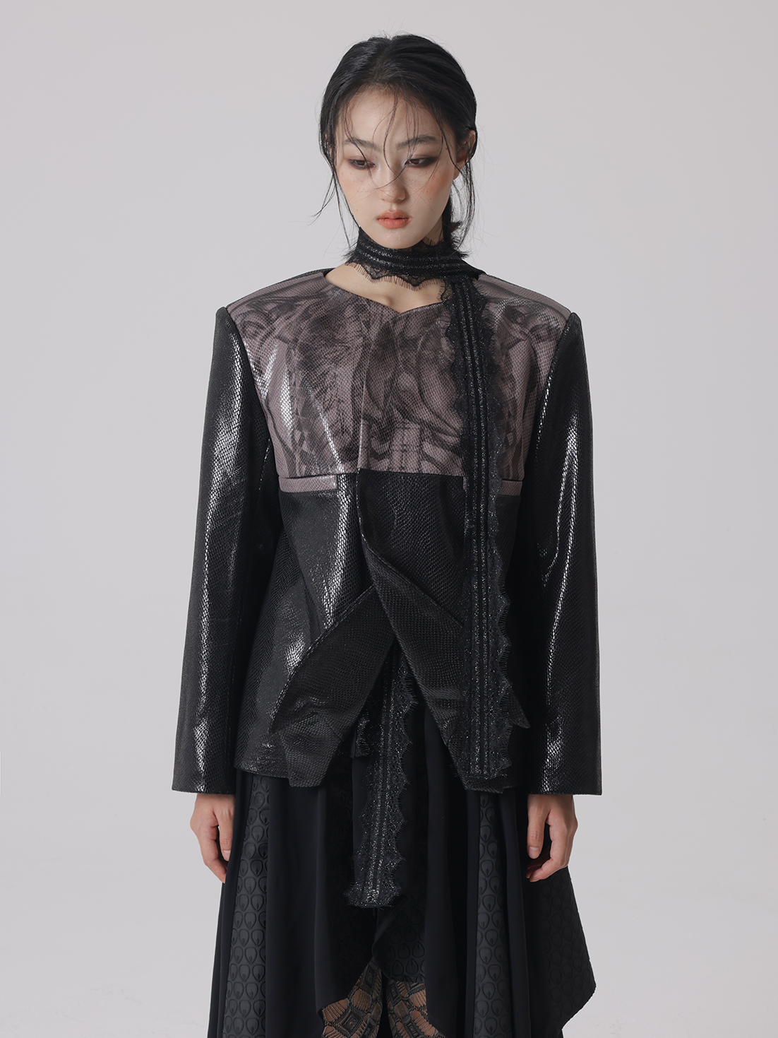 Shoulder Pads Leather Jacket